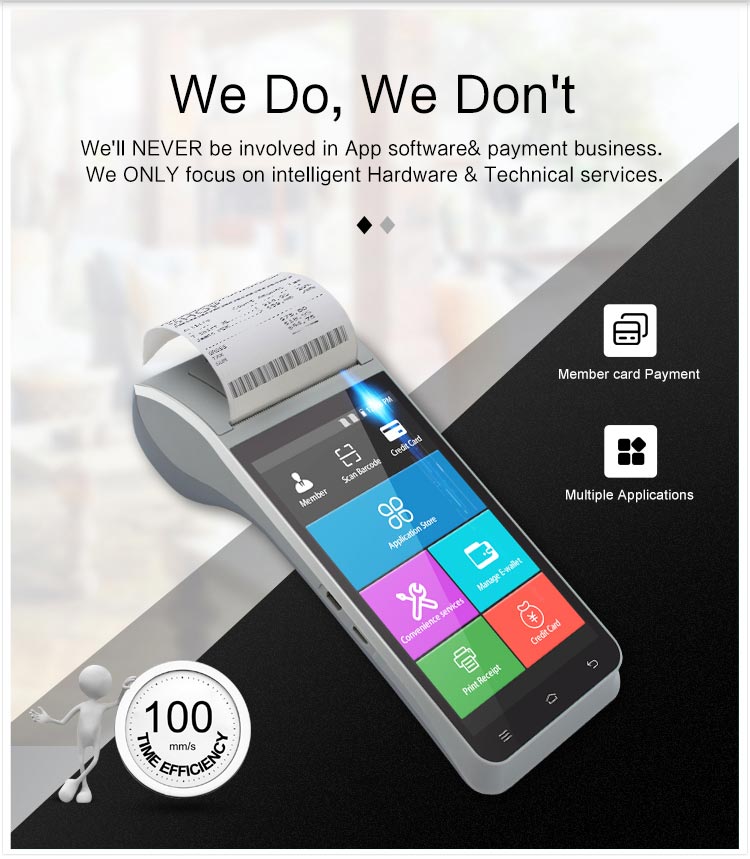 android handheld mobile pos terminal with printer