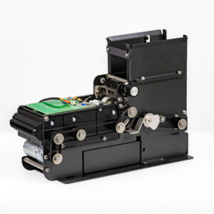 SNRO recycling card issuing module with RFID reader encoder for self-service kiosk with motorized card intake reclaim storage and contactless encoding for reusable membership card circulation programs