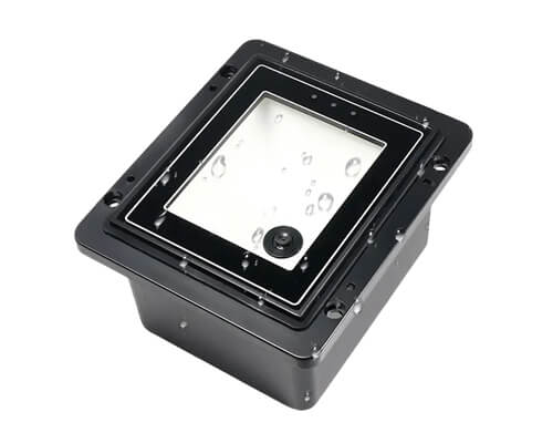 Fixed mount barcode scanner used in smart locker systems for parcel pickup QR code verification