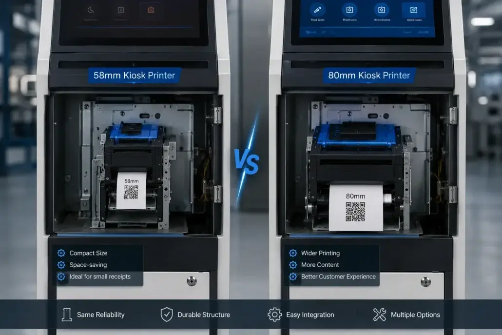 Comparison of 58mm and 80mm kiosk printers used in self-service kiosk applications