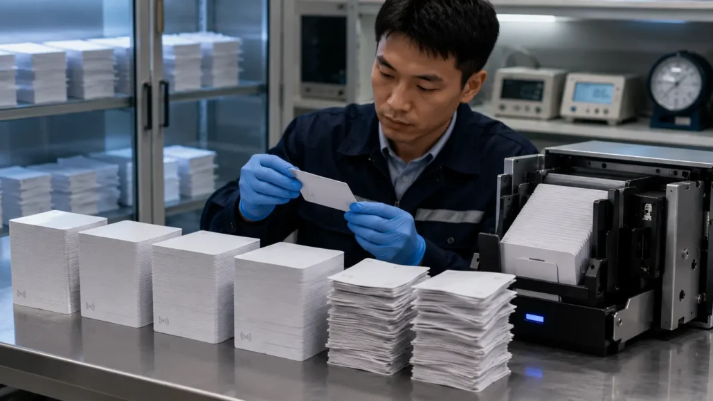 Temperature and humidity conditions affecting stored RFID card quality