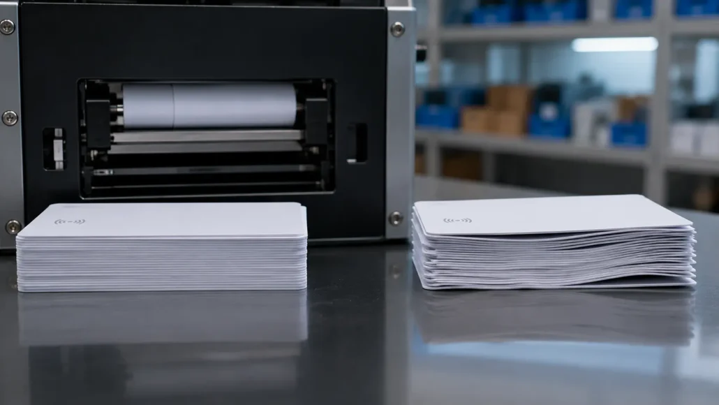 Slightly warped RFID cards affecting automated card dispensing consistency