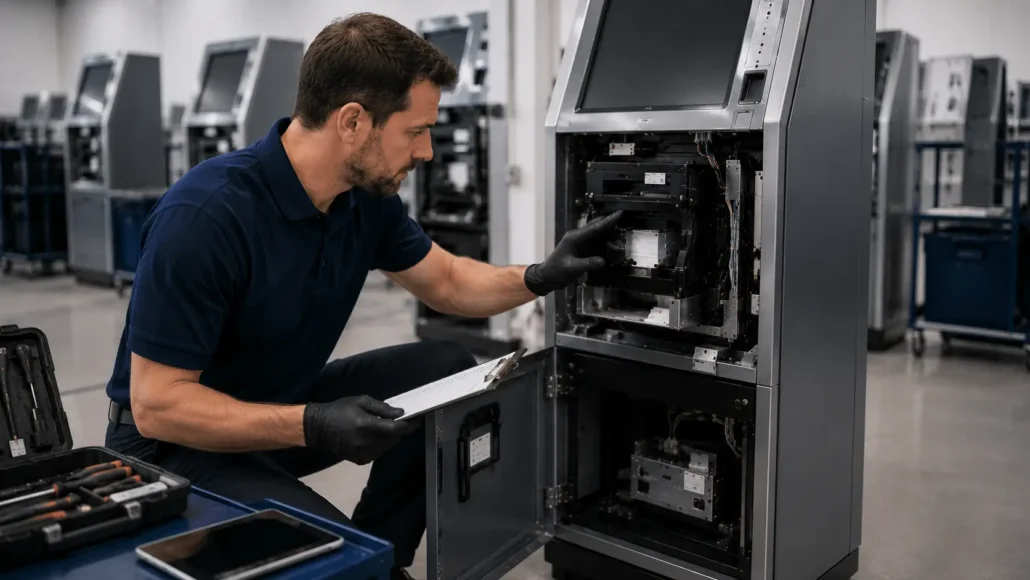 Evaluating card dispenser serviceability and maintenance workflow in large deployments