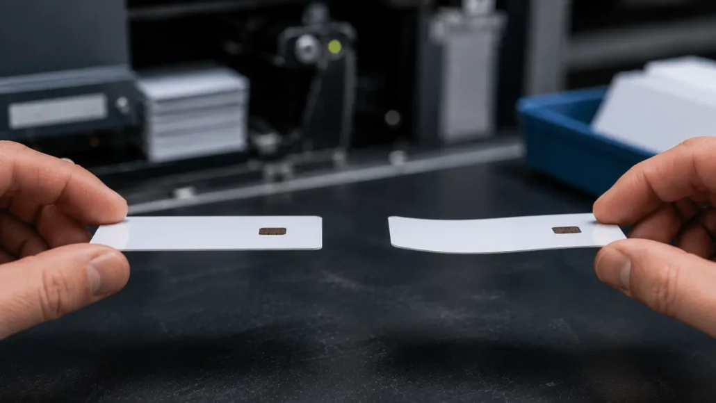 Warped RFID card affecting card dispenser reliability in unattended deployments