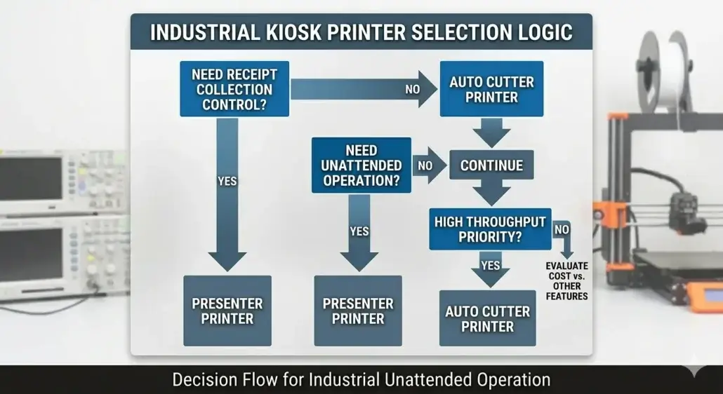 Decision framework for choosing between presenter printer and auto cutter printer technologies