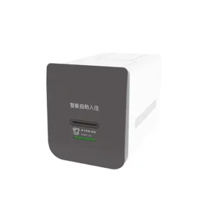 SNR-CD760 desktop card dispenser front view showing card issuing slot for hotel and visitor management systems