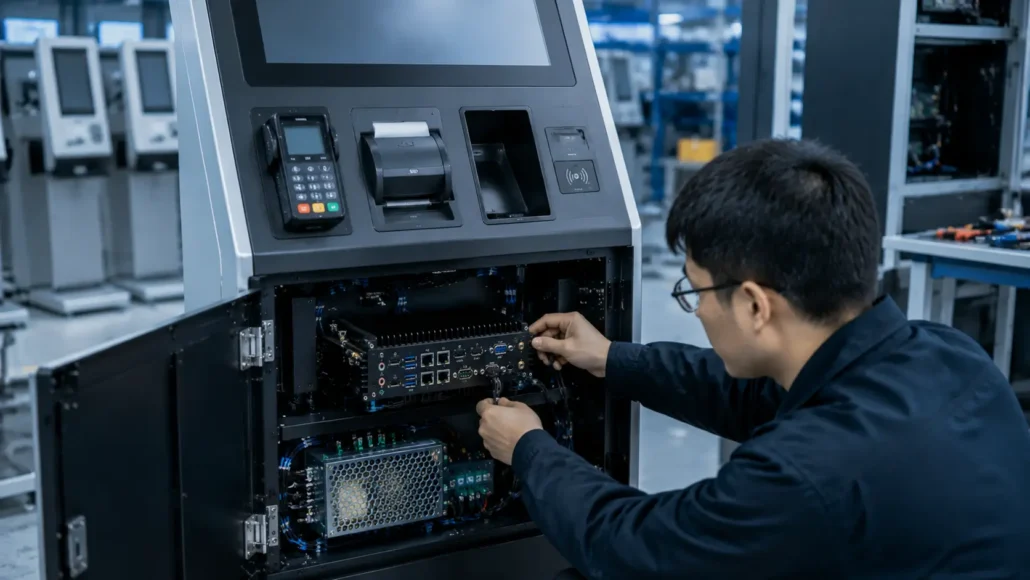 Industrial embedded computer acting as central controller for self-service kiosk hardware