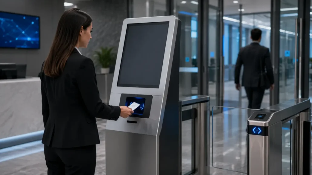 RFID visitor credential issuance and access control integration system