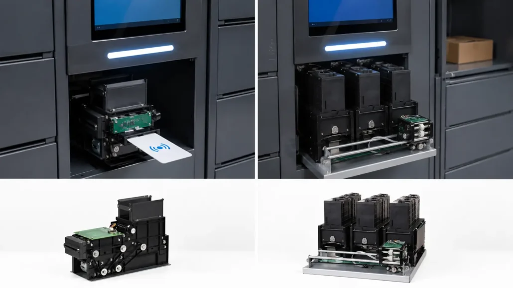 Comparison of single hopper and multi-hopper card dispenser architectures for smart locker projects