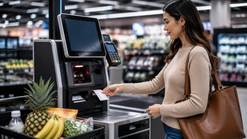 Thermal receipt printer generating transaction receipt in self-checkout system