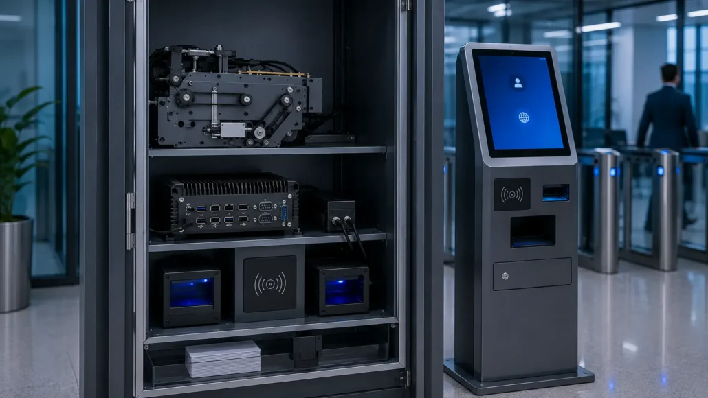 Industrial PC integrated with RFID reader card dispenser scanner and access control management platform