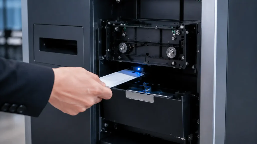 RFID visitor card verification before automated credential collection and storage