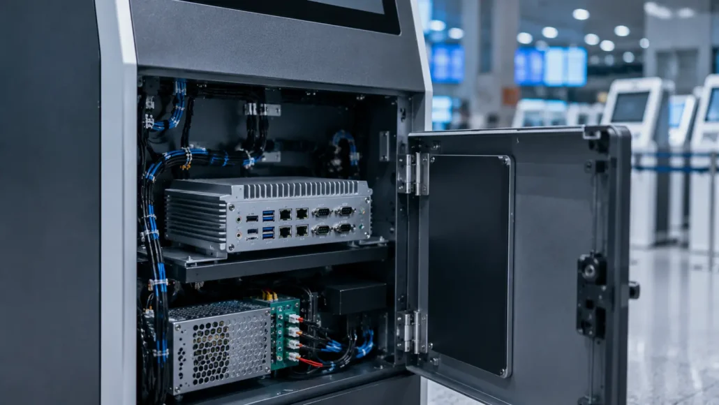 Fanless industrial computer designed for reliable unattended kiosk operation