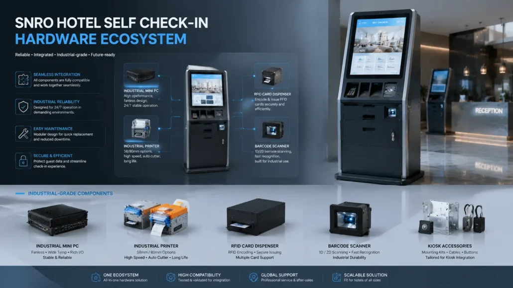 SNRO hotel self check-in hardware ecosystem