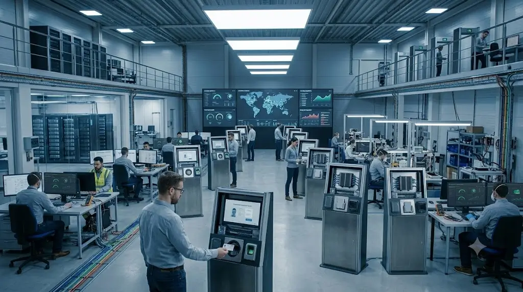 Large-scale access control deployment using industrial PCs to manage self-service credential systems