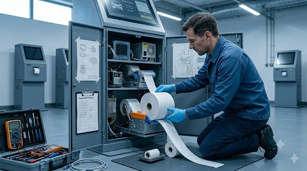 Parking and ticketing kiosk hardware architecture with printer scanner payment module and industrial PC