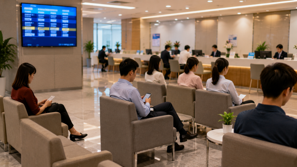 Queue management system improving customer flow in service environment