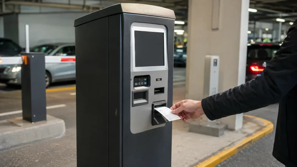 Large paper roll capacity reducing maintenance frequency in parking payment kiosks
