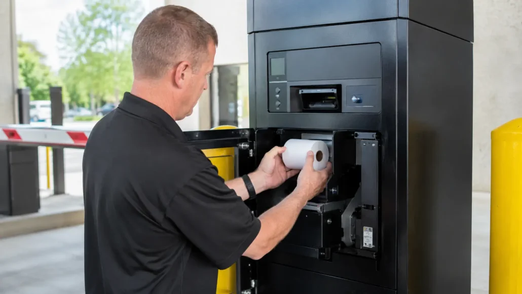 Maintenance accessibility in parking kiosk printer design