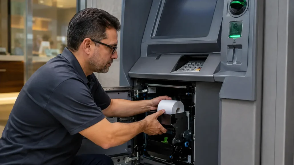 Maintenance accessibility in banking self-service terminal printer design