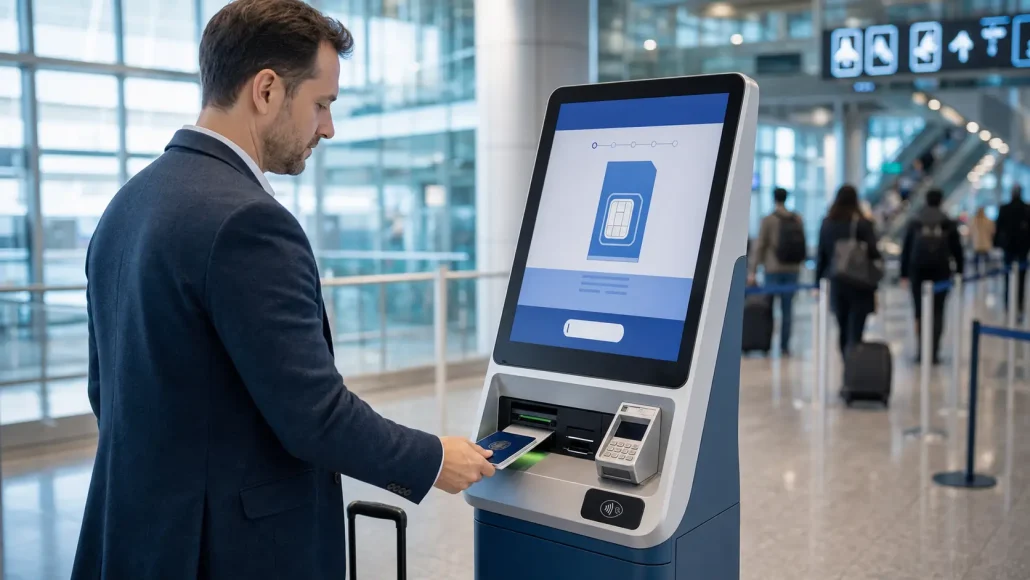 SIM card dispensing system for telecom self-service kiosks
